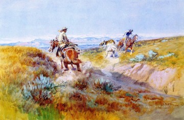 vaquero de indiana Painting - cuando las vacas eran salvajes 1936 Charles Marion Russell Vaquero de Indiana